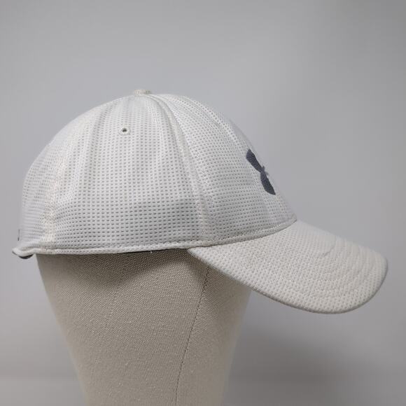 Under Armour Golf Fitted Baseball Cap White XL Embroidered Vented Holes 6 Panel - Picture 5 of 9